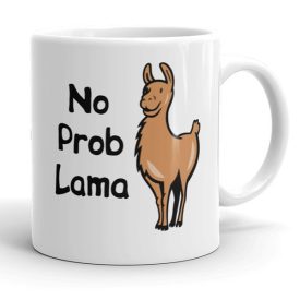 No Prob Lama feliratos fehér kerámia bögre barna láma állatfigurás mintával