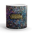League of Legends hősmozaik egyedi neves feliratos gamer 360 fokos mintás bögre
