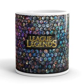 League of Legends hősmozaik egyedi neves feliratos gamer 360 fokos mintás bögre