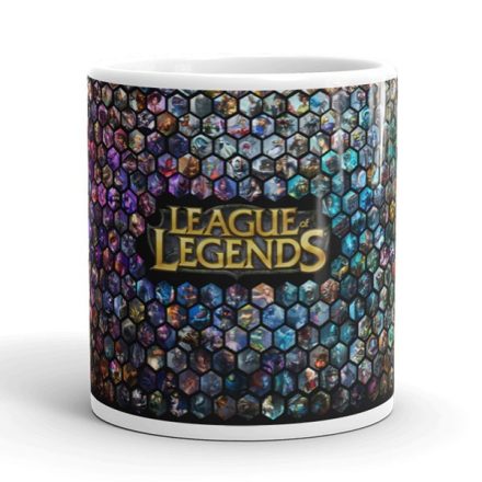 League of Legends hősmozaik egyedi neves feliratos gamer 360 fokos mintás bögre