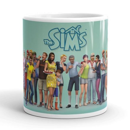 The Sims karakterek egyedi neves feliratos gamer 360 fokos mintás bögre