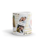 Arany csíkos Valentin-napi Polaroid mintás egyedi saját fotós páros bögre