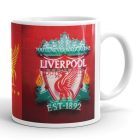 Egyedi névvel kérhető nagy 3D Liverpool FC klubcímeres piros fehér kerámia focis bögre