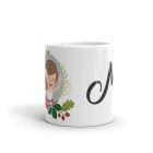 Mrs. fekete kalligrafikus folyóírással ellátott elegáns fehér kerámia bögre nőknek