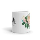 Mr. fekete kalligrafikus folyóírással ellátott elegáns fehér kerámia bögre férfiaknak