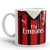 Egyedi névre szóló és mezszámos piros-fekete függőlegesen csíkos AC Milan focimez mintás fehér kerámia szurkolói bögre