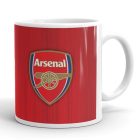 Egyedi névvel kérhető nagy kerek Arsenal FC klubcímeres vörös fehér kerámia focis bögre