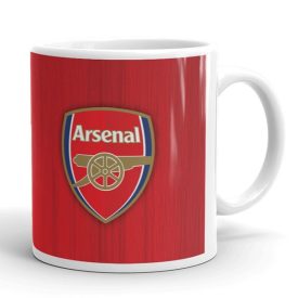 Egyedi névvel kérhető nagy kerek Arsenal FC klubcímeres vörös fehér kerámia focis bögre
