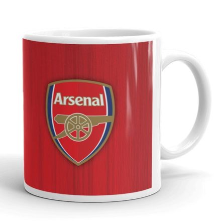 Egyedi névvel kérhető nagy kerek Arsenal FC klubcímeres vörös fehér kerámia focis bögre