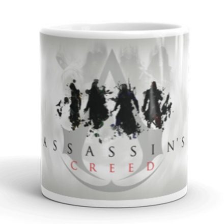 Assassin's Creed karakterek egyedi neves feliratos gamer 360 fokos mintás bögre