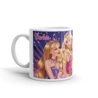 Barbie csillagos hercegnők gyerek bögre lila és pink háttérrel, kutyusos babák mintájával és egyedi névvel