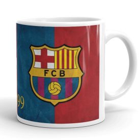 Egyedi névvel kérhető nagy kerek FC Barcelona klubcímeres gránátvörös-kék fehér kerámia focis bögre