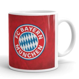 Egyedi névvel kérhető nagy kerek FC Bayern München klubcímeres piros fehér kerámia focis bögre
