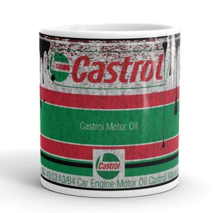 Retró koptatott Castrol Motor Oil dizájnú bögre saját felirattal! Keresd a tökéletes ajándékot az autós és járműves bögrék között.