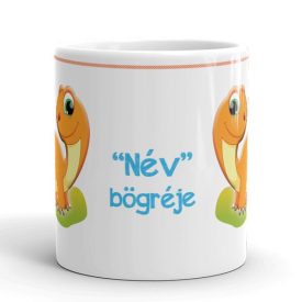 Narancssárga dinoszauruszos egyedi neves gyerek bögre