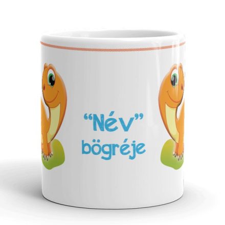 Narancssárga dinoszauruszos egyedi neves gyerek bögre