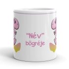 Rózsaszín dinoszauruszos egyedi neves gyerek bögre