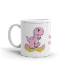 Rózsaszín dinoszauruszos egyedi neves gyerek bögre