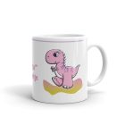 Rózsaszín dinoszauruszos egyedi neves gyerek bögre