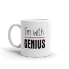 I'm with genius feliratos fehér kerámia bögre piros csíkkal pároknak