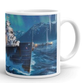  World of Warships hadihajó sarki fény egyedi neves feliratos gamer 360 fokos mintás bögre