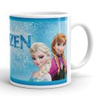 Jégvarázs Frozen logó szereplők egyedi neves feliratos gyerek 360 fokos mintás bögre
