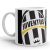 Egyedi névvel kérhető klasszikus ovális Juventus FC klubcímeres fekete-fehér csíkos fehér kerámia focis bögre
