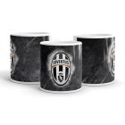Egyedi névvel kérhető klasszikus Juventus FC klubcímeres fekete márvány mintás fehér kerámia focis bögre