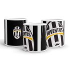 Egyedi névvel kérhető klasszikus ovális Juventus FC klubcímeres fekete-fehér csíkos fehér kerámia focis bögre