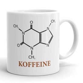 Koffein molekula kémiai szerkezeti képlet koffeine felirattal egyedi neves 360 fokos mintás bögre