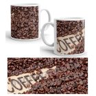  Pörkölt kávészemek zsákvászon coffee felirattal egyedi neves 360 fokos mintás bögre