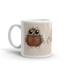 Kávészemekből formázott bagoly eszpresszó szemekkel i like coffee felirattal egyedi neves 360 fokos mintás bögre
