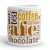  Kávéházi szófelhő mozaik coffee cafe tea chocolate feliratokkal egyedi neves 360 fokos mintás bögre