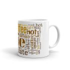  Kávéházi szófelhő mozaik coffee cafe tea chocolate feliratokkal egyedi neves 360 fokos mintás bögre