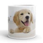 Golden retrieveres mintás bögre egyedi névvel feliratozva ajándék ötletként kutyabarátoknak