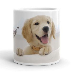 Golden retrieveres mintás bögre egyedi névvel feliratozva ajándék ötletként kutyabarátoknak