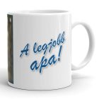 A legjobb apa fényképes egyedi neves kék bögre