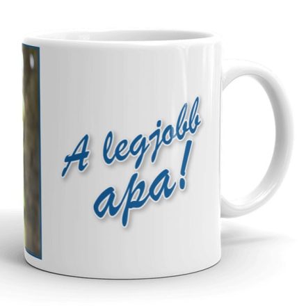 A legjobb apa fényképes egyedi neves kék bögre