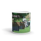 Minecraft gamer bögre Steve és Csontváz karakterrel, gyémántkardos csata mintával és egyedi névvel
