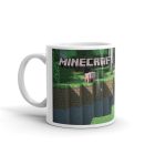 Minecraft gamer bögre Steve és Csontváz karakterrel, gyémántkardos csata mintával és egyedi névvel