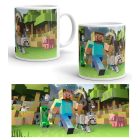Minecraft gamer bögre Steve és Creeper karakterrel, kockás tájkép mintával és egyedi névvel
