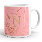 Rózsaszín folyékony márvány mintás arany egyedi neves monogramos bögre