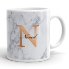 Fehér márvány mintás rose gold egyedi neves monogramos bögre