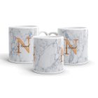 Fehér márvány mintás rose gold egyedi neves monogramos bögre