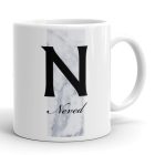 Fehér márvány sávos egyedi neves monogramos bögre