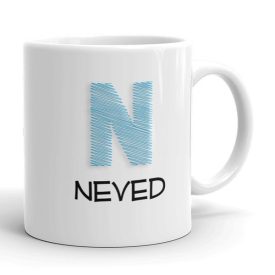 Kék skiccelt egyedi neves monogramos bögre
