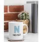 Kék skiccelt egyedi neves monogramos bögre