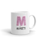 Kék skiccelt egyedi neves monogramos bögre
