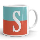 Kétszínű retro mintás egyedi monogramos bögre