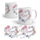 Neves szív alakú virágok bögre